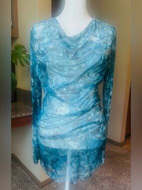Avant Toi NWT 100% Silk Mesh Tunic Dress XS Blue Gray Made in Italy